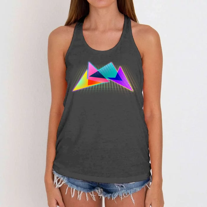 Retro Neon Geometric Women's Knotted Racerback Tank