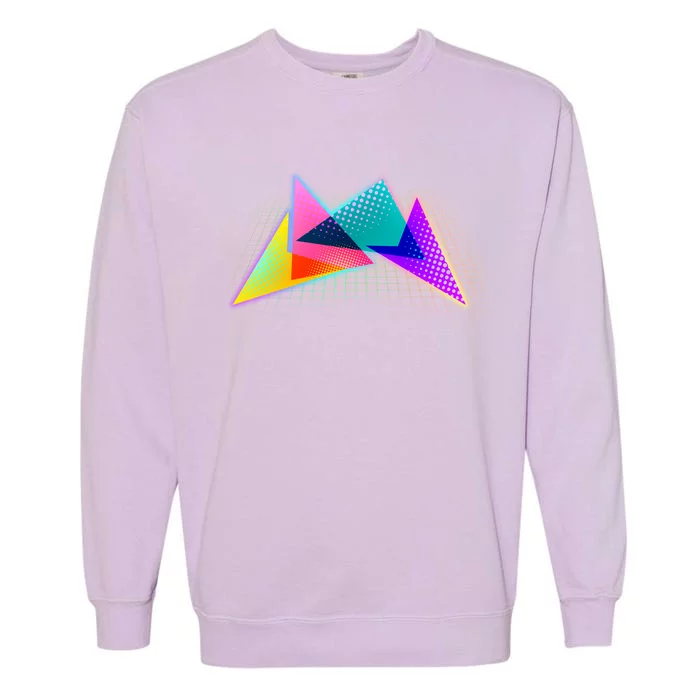 Retro Neon Geometric Garment-Dyed Sweatshirt