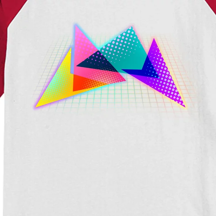 Retro Neon Geometric Kids Colorblock Raglan Jersey