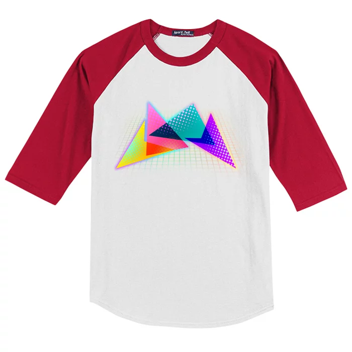 Retro Neon Geometric Kids Colorblock Raglan Jersey