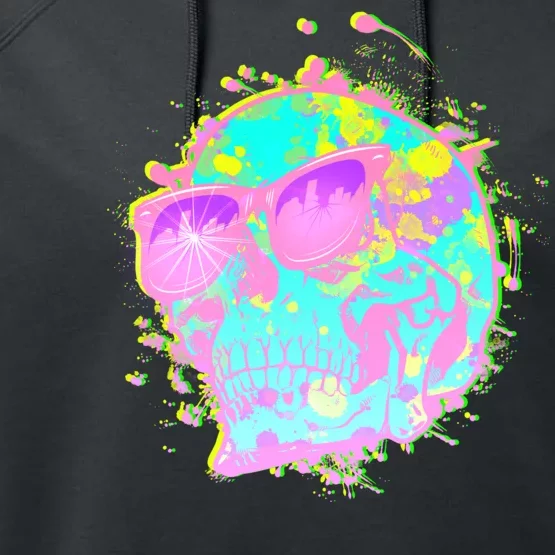 Retro Neon Skull Performance Fleece Hoodie