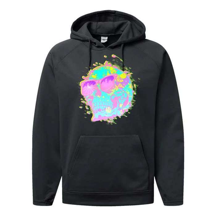 Retro Neon Skull Performance Fleece Hoodie