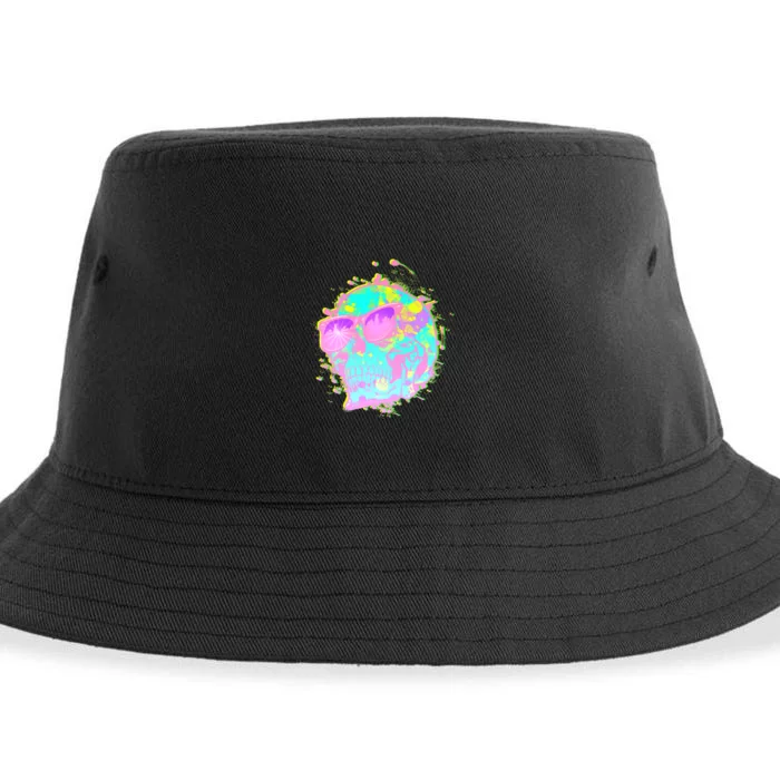 Retro Neon Skull Sustainable Bucket Hat