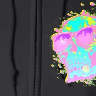 Retro Neon Skull Full Zip Hoodie