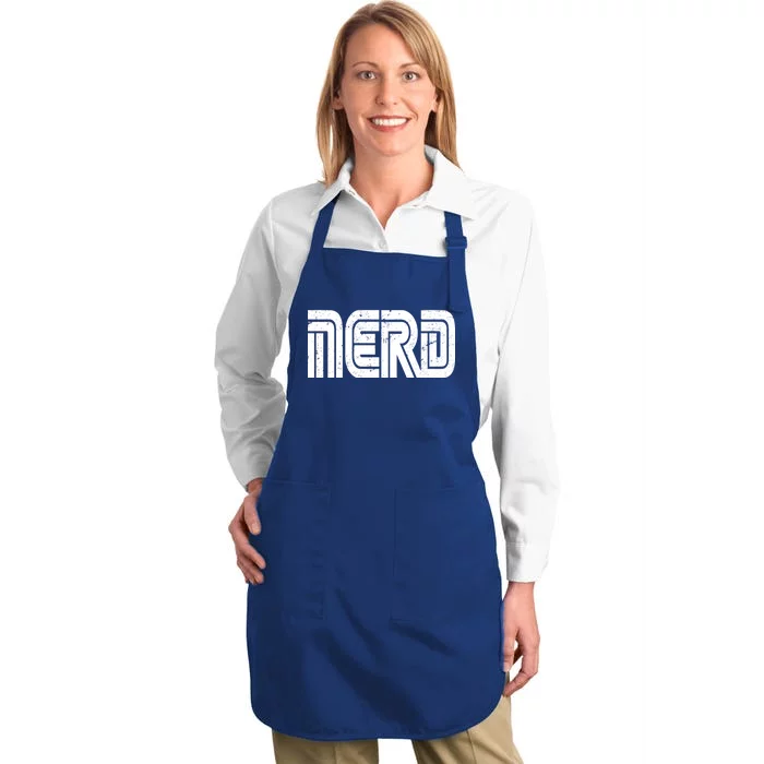 Retro Nerd Gamer Logo Full-Length Apron With Pocket