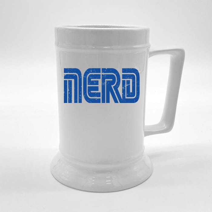 Retro Nerd Gamer Logo Front & Back Beer Stein