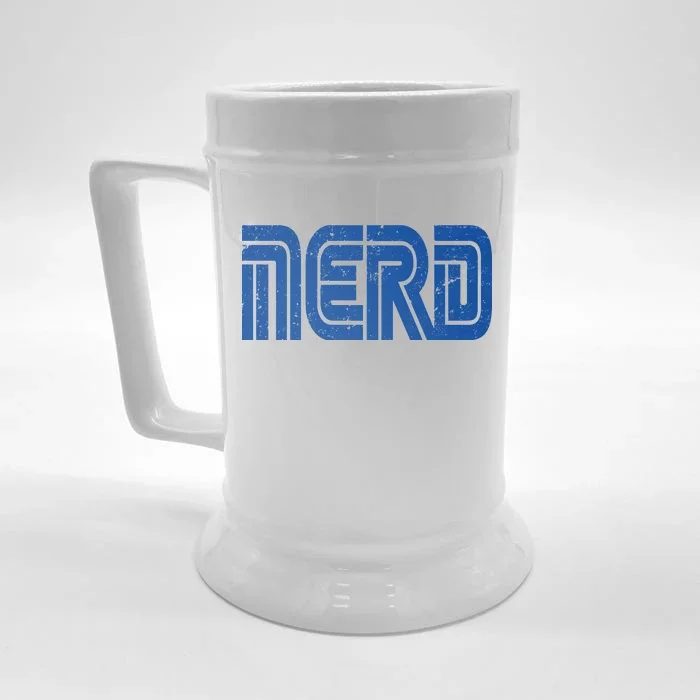 Retro Nerd Gamer Logo Front & Back Beer Stein