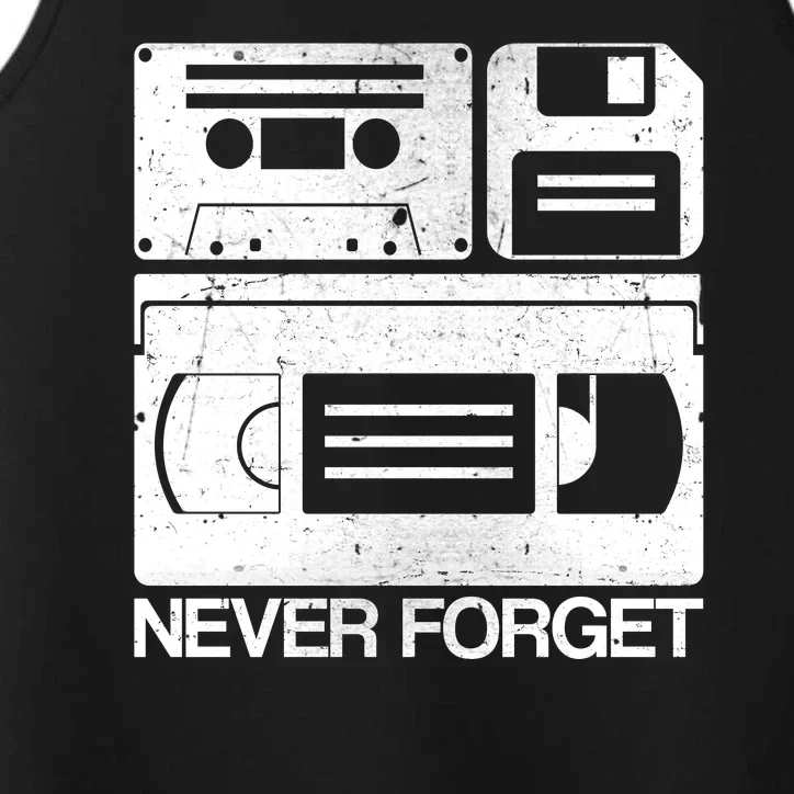 Retro Never Forget Cassette Floppy Disk VHS Tape Performance Tank