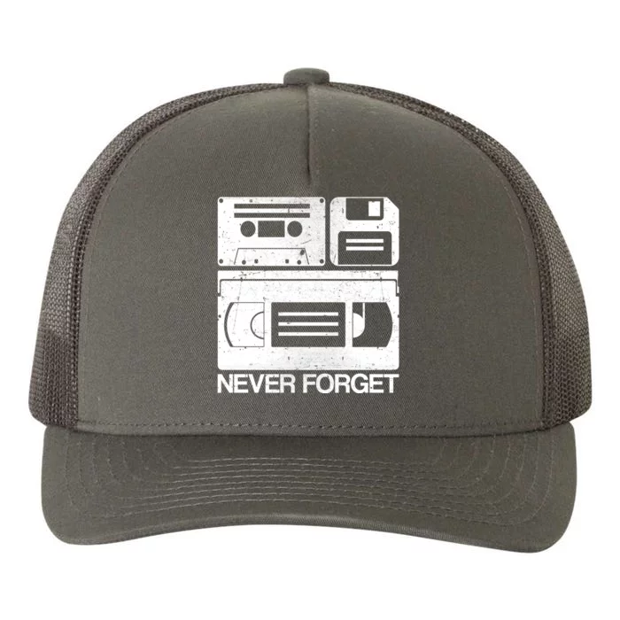 Retro Never Forget Cassette Floppy Disk VHS Tape Yupoong Adult 5-Panel Trucker Hat