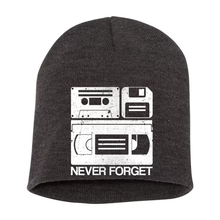 Retro Never Forget Cassette Floppy Disk VHS Tape Short Acrylic Beanie