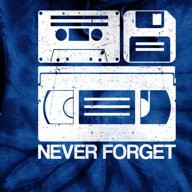 Retro Never Forget Cassette Floppy Disk VHS Tape Tie Dye Hoodie