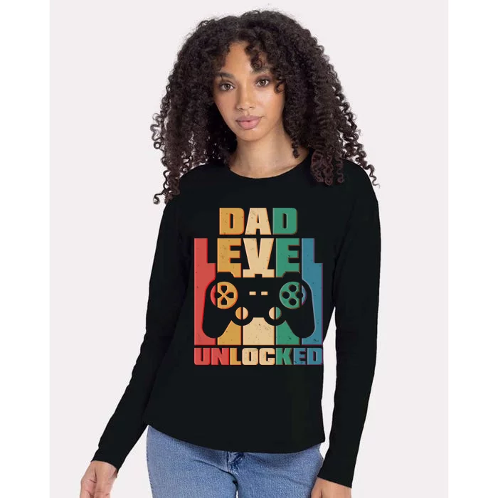 Retro New Dad Level Unlocked Video Gamer Womens Cotton Relaxed Long Sleeve T-Shirt