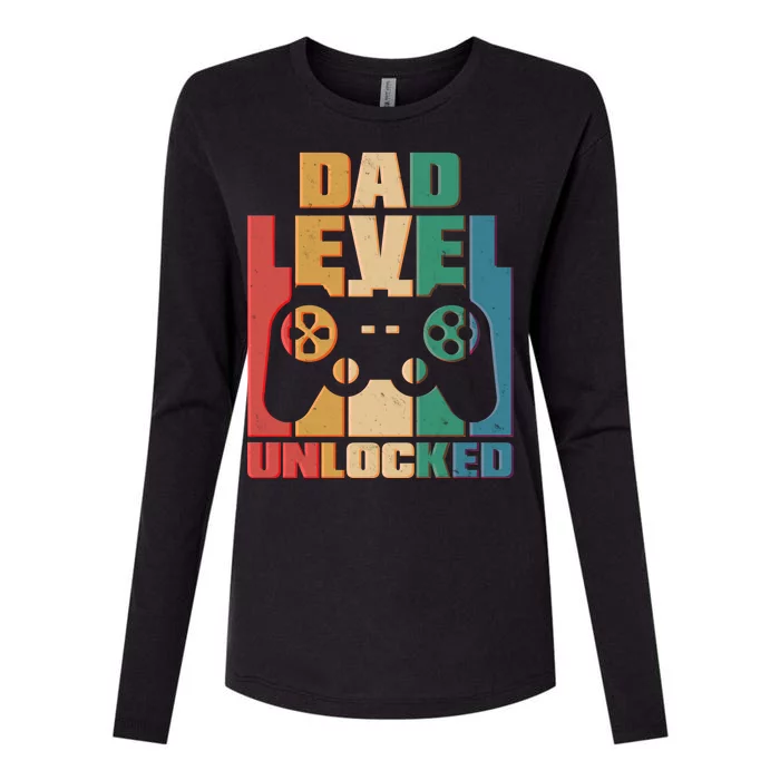 Retro New Dad Level Unlocked Video Gamer Womens Cotton Relaxed Long Sleeve T-Shirt