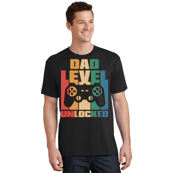 Retro New Dad Level Unlocked Video Gamer T-Shirt