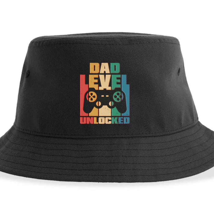 Retro New Dad Level Unlocked Video Gamer Sustainable Bucket Hat