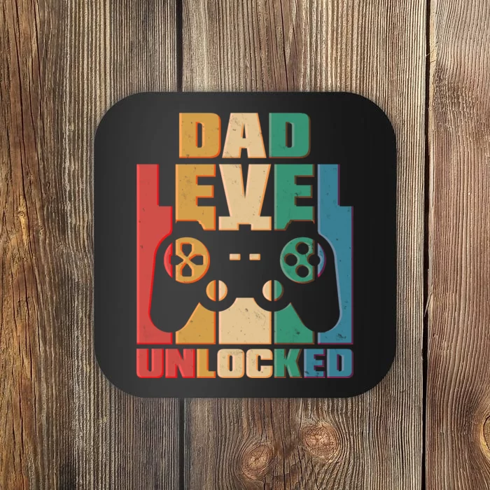 Retro New Dad Level Unlocked Video Gamer Coaster