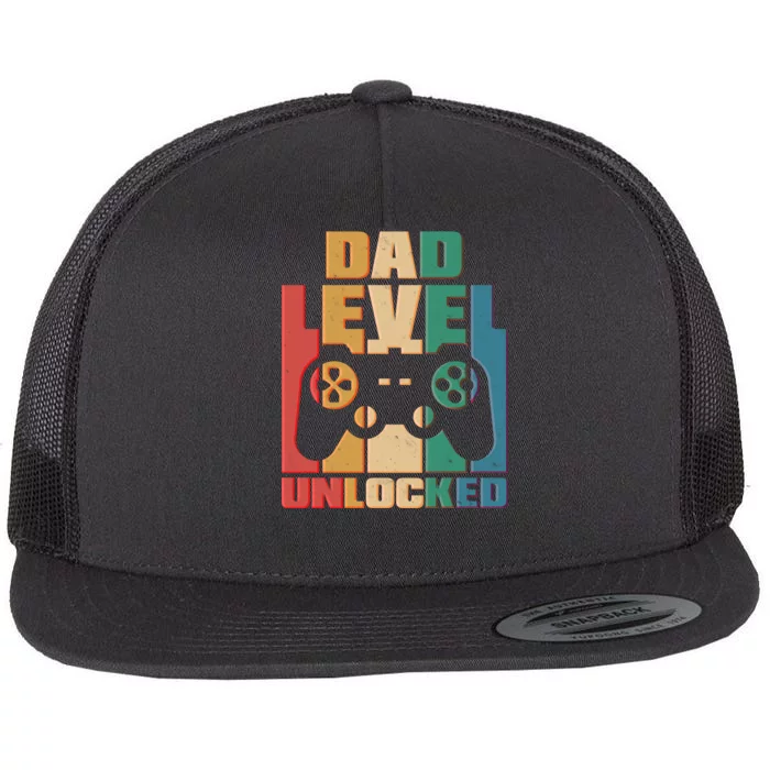 Retro New Dad Level Unlocked Video Gamer Flat Bill Trucker Hat