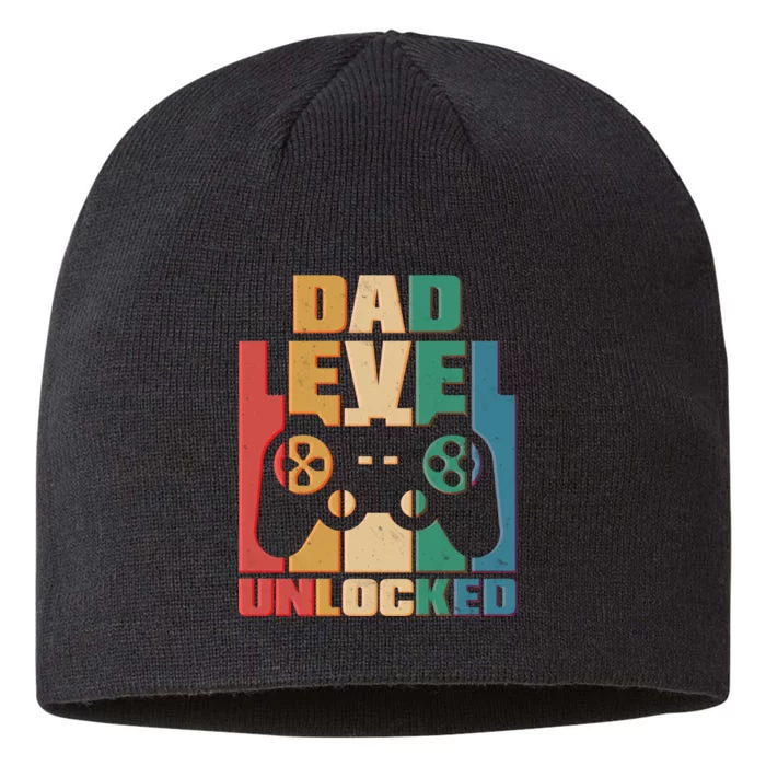 Retro New Dad Level Unlocked Video Gamer 8 1/2in Sustainable Knit Beanie