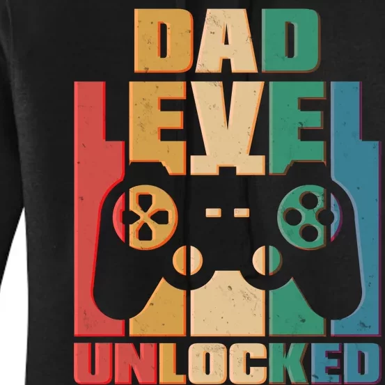 Retro New Dad Level Unlocked Video Gamer Women's Pullover Hoodie