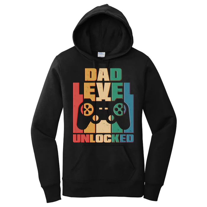 Retro New Dad Level Unlocked Video Gamer Women's Pullover Hoodie