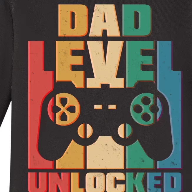 Retro New Dad Level Unlocked Video Gamer Baby Long Sleeve Bodysuit