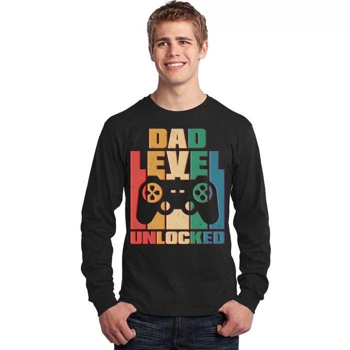 Retro New Dad Level Unlocked Video Gamer Tall Long Sleeve T-Shirt