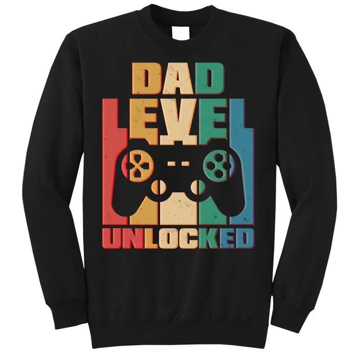 Retro New Dad Level Unlocked Video Gamer Tall Sweatshirt