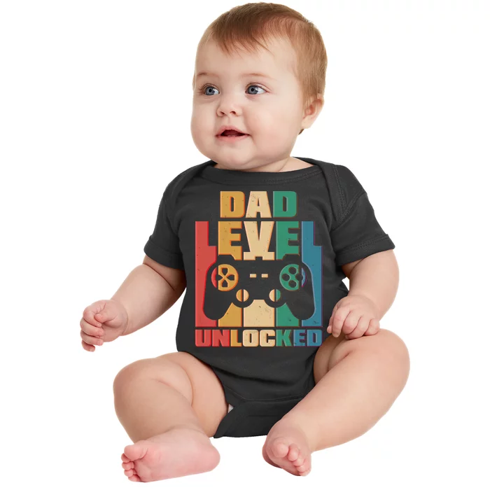 Retro New Dad Level Unlocked Video Gamer Baby Bodysuit