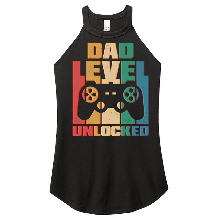 Retro New Dad Level Unlocked Video Gamer Women’s Perfect Tri Rocker Tank