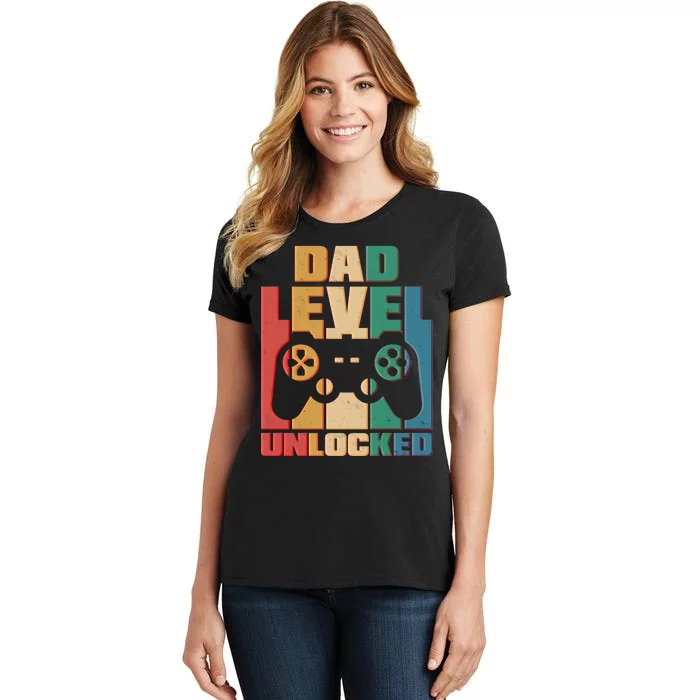 Retro New Dad Level Unlocked Video Gamer Women's T-Shirt