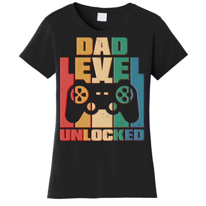 Retro New Dad Level Unlocked Video Gamer Women's T-Shirt