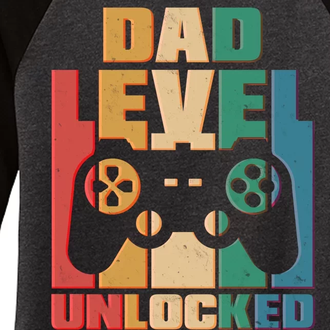 Retro New Dad Level Unlocked Video Gamer Women's Tri-Blend 3/4-Sleeve Raglan Shirt