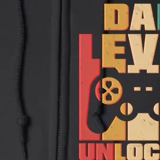 Retro New Dad Level Unlocked Video Gamer Full Zip Hoodie