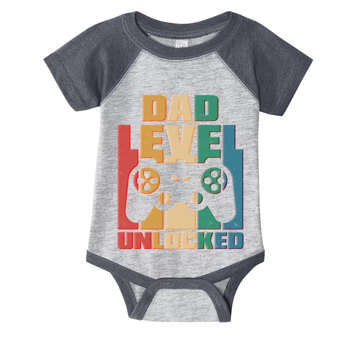 Retro New Dad Level Unlocked Video Gamer Infant Baby Jersey Bodysuit