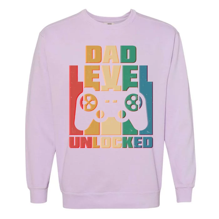 Retro New Dad Level Unlocked Video Gamer Garment-Dyed Sweatshirt