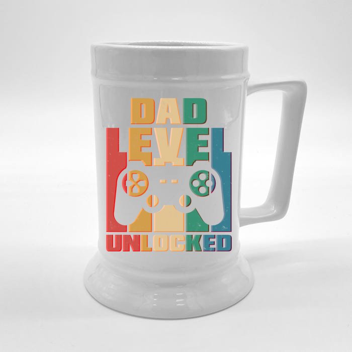 Retro New Dad Level Unlocked Video Gamer Front & Back Beer Stein