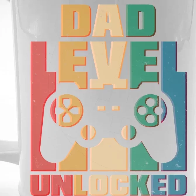 Retro New Dad Level Unlocked Video Gamer Front & Back Beer Stein