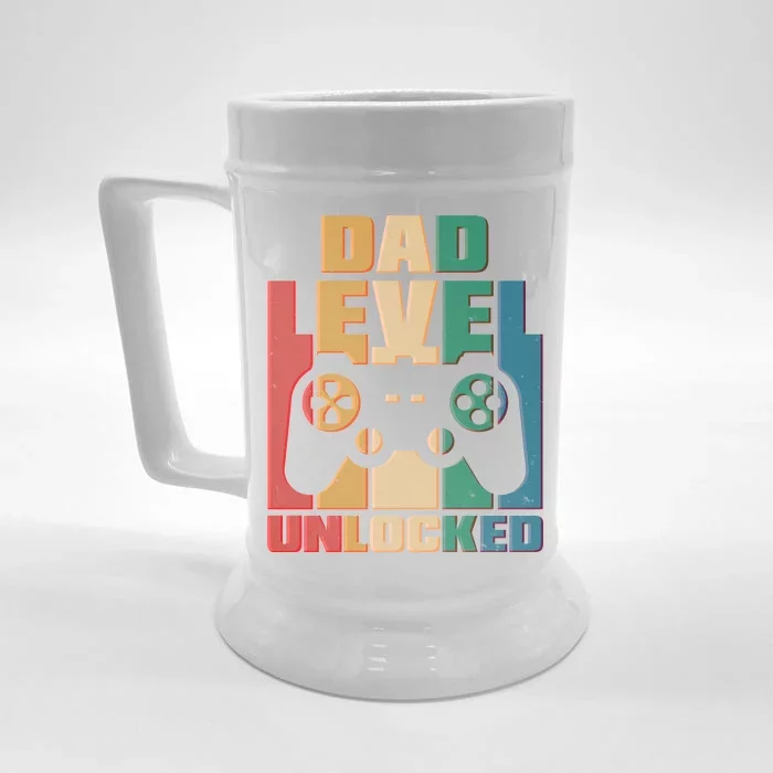 Retro New Dad Level Unlocked Video Gamer Front & Back Beer Stein