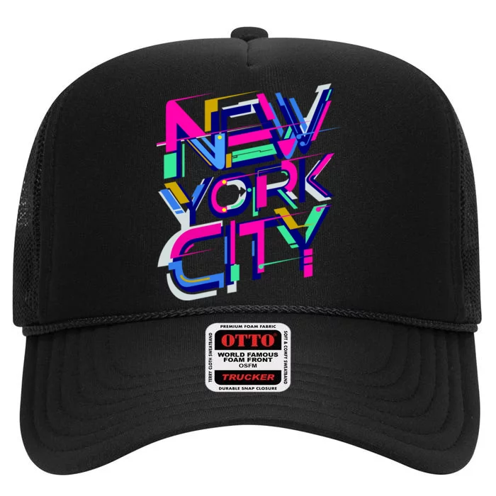 Retro New York City High Crown Mesh Trucker Hat