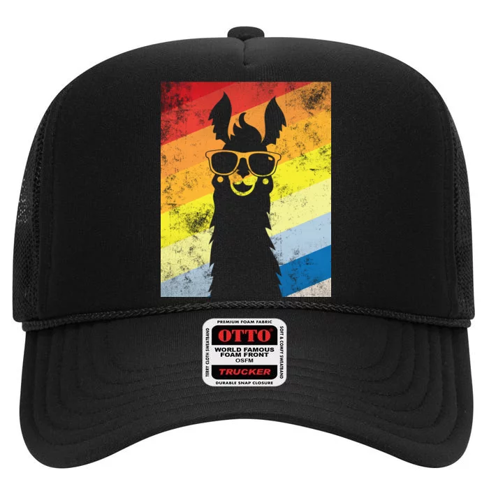 Retro No Drama Llama High Crown Mesh Trucker Hat