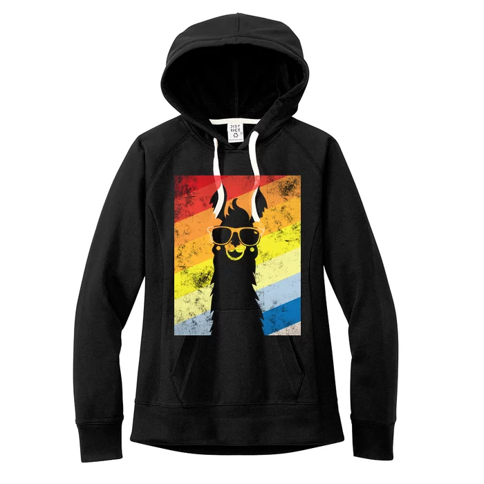 Retro No Drama Llama Women's Fleece Hoodie