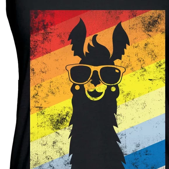 Retro No Drama Llama Ladies Essential Flowy Tank