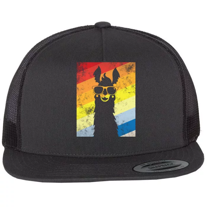 Retro No Drama Llama Flat Bill Trucker Hat