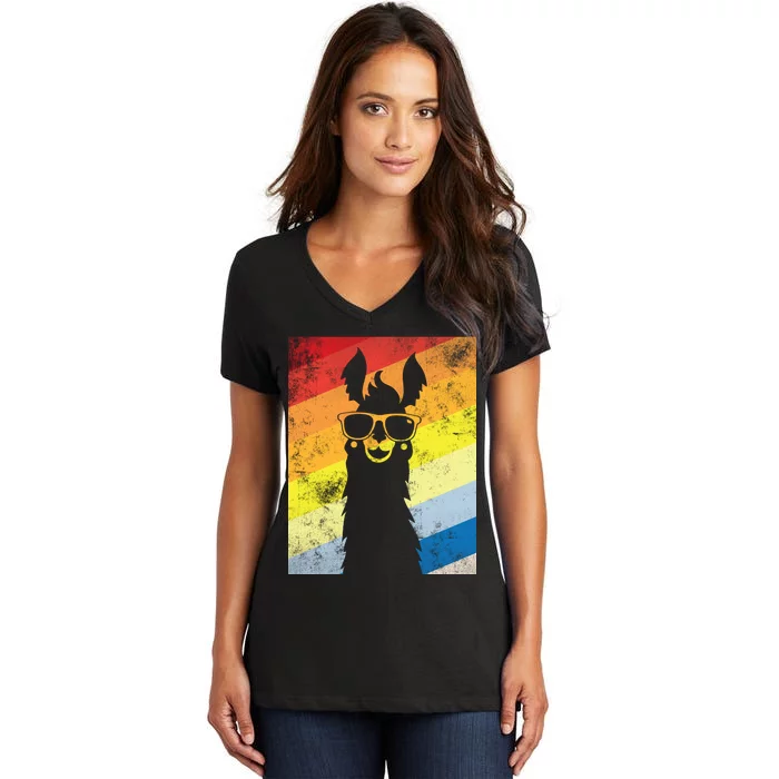 Retro No Drama Llama Women's V-Neck T-Shirt