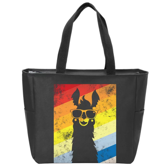 Retro No Drama Llama Zip Tote Bag