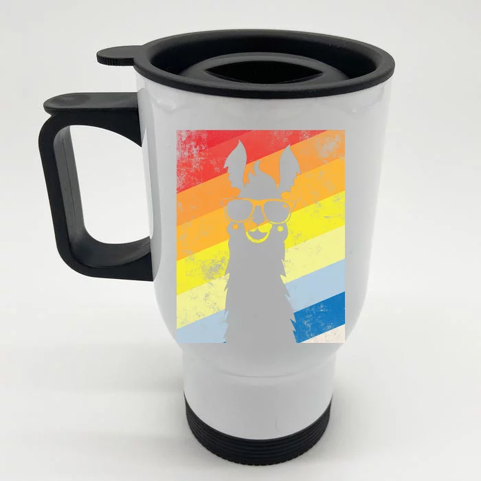 Retro No Drama Llama Front & Back Stainless Steel Travel Mug