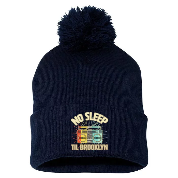 Retro No Sleep Til Brooklyn Pom Pom 12in Knit Beanie