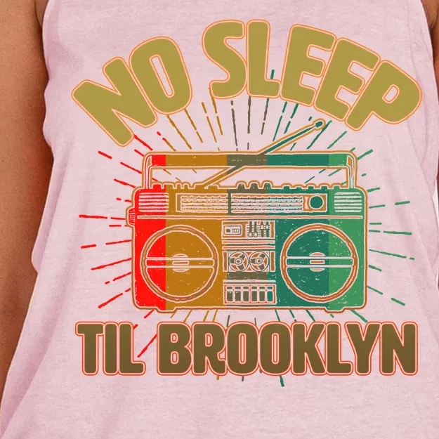 Retro No Sleep Til Brooklyn Women's Knotted Racerback Tank