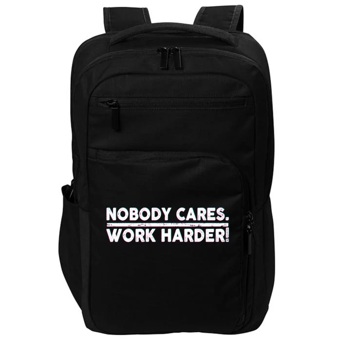 Retro Nobody Cares Work Harder Distressed Impact Tech Backpack