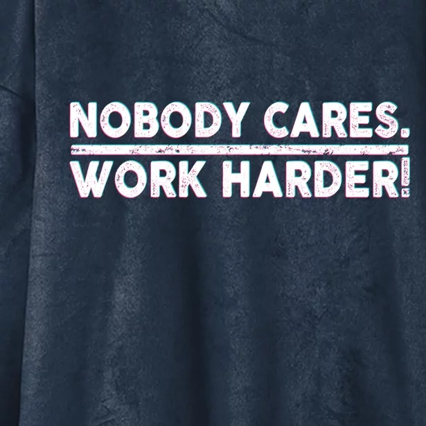 Retro Nobody Cares Work Harder Distressed Hooded Wearable Blanket